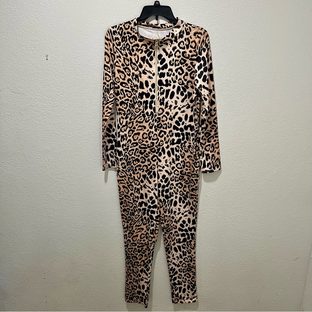 Snatched All Body Leopard Print Long Sleeve Jumpsuit